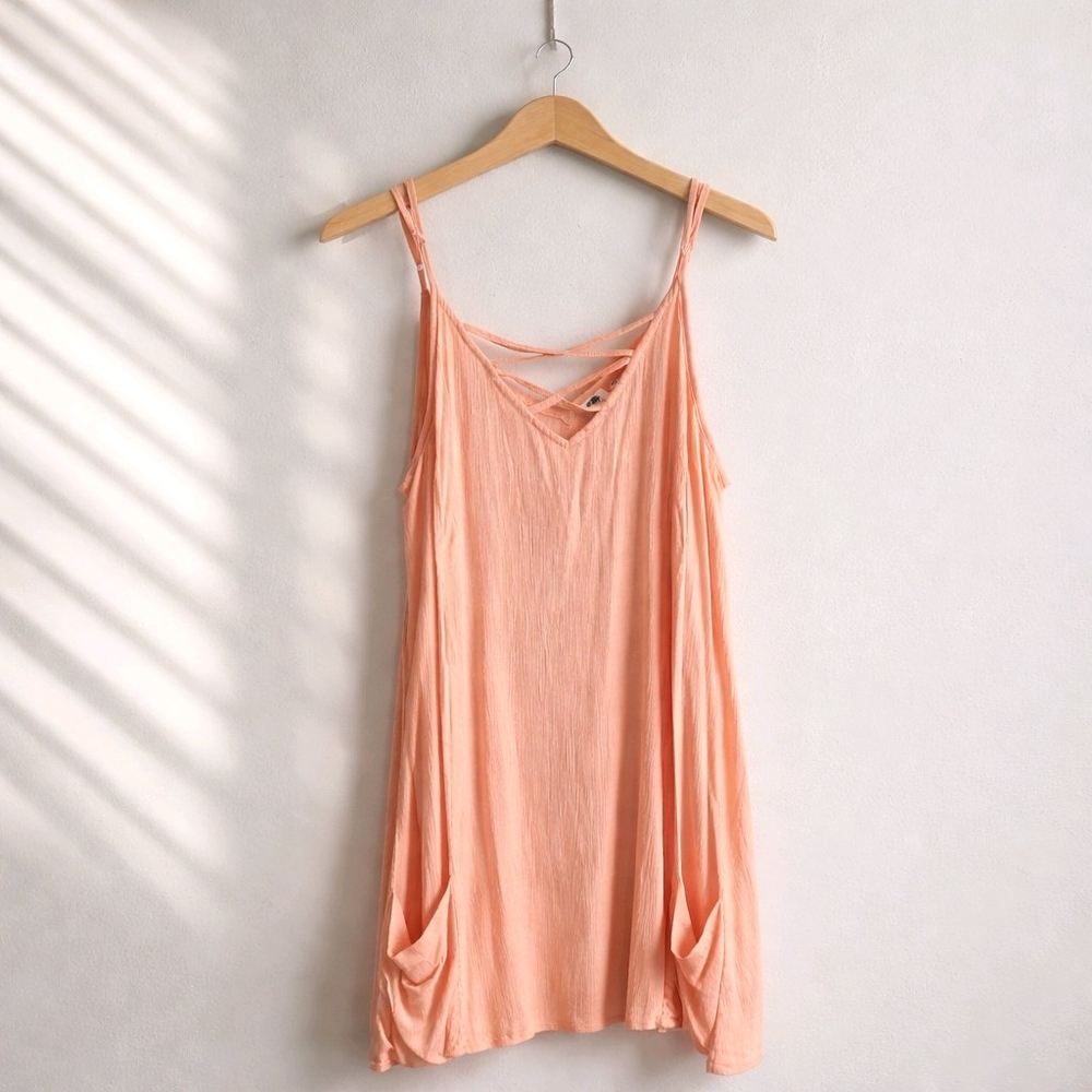 Lagaci Coral Strappy Dress With Pockets Size L